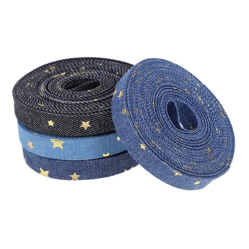BELLIFFY 4 Rollen Denimband mit Goldenem Sternenmotiv für Diy Projekte Geschenkverpackungen und Bastelarbeiten Langlebig und Elegant BELLIFFY 4 Rollen Denimband mit Goldenem Sternenmotiv für Diy Projekte Geschenkverpackungen und Bastelarbeiten Langlebig und Elegant von BELLIFFY