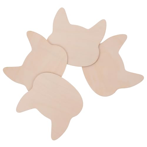 BELLIFFY 4 Stück Holz Katzenkopf, Unvollendete Holzausschnitte, Bastel Holzscheiben, Holz Katzenkopf Verzierungen, Wandornamente, Handgefertigte Gemälde Ausschnitte, DIY Holzausschnitt, von BELLIFFY
