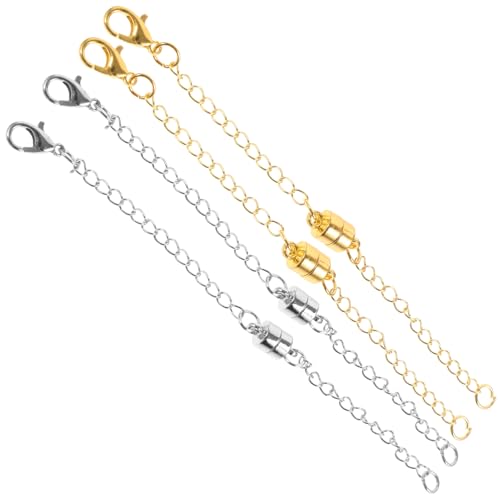 BELLIFFY 4 Stück Magnetverschluss Kettenverlängerung für und Armbänder DIY Schmuckzubehör Klassischen Karabinerhaken für Kreative Projekte von BELLIFFY