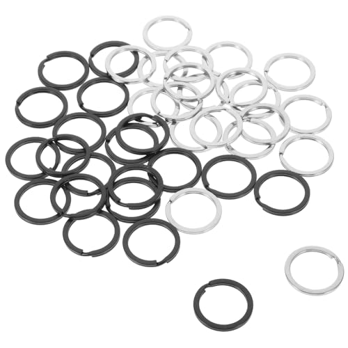 BELLIFFY 40 Stück Metall Schlüsselringe für Schlüsselanhänger Flache Spaltringe Schwarz Silber Langlebige Schlüsselringe für DIY Projekte und Stilvolle Accessoires von BELLIFFY