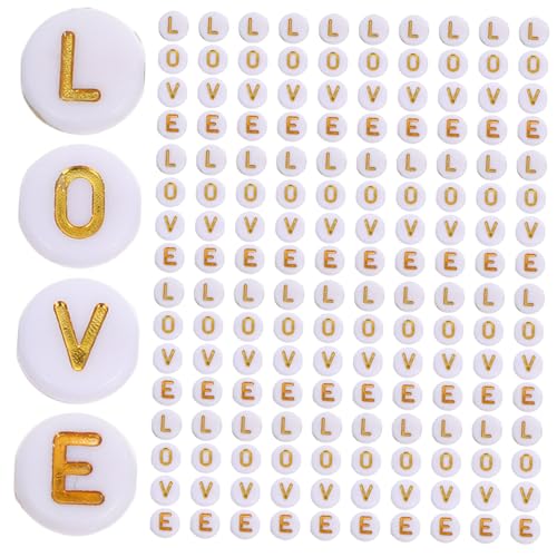 BELLIFFY 400 Stück Acryl Buchstabenperlen Weiß Flach Rund Leicht Schmuckperlen Für Armbänder DIY Freundschaftsarmbänder Schlüsselanhänger Herstellung von BELLIFFY
