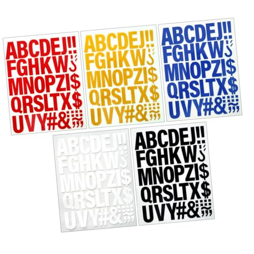 BELLIFFY 5 Stück Teiliges Bügelbuchstaben Patches aus Flexiblem in Gelb Weiß Blau Rot Schwarz Einfache Anwendung für Kleidung Jeans Taschen zum Aufbügeln und Nähen von Textilaccessoires von BELLIFFY