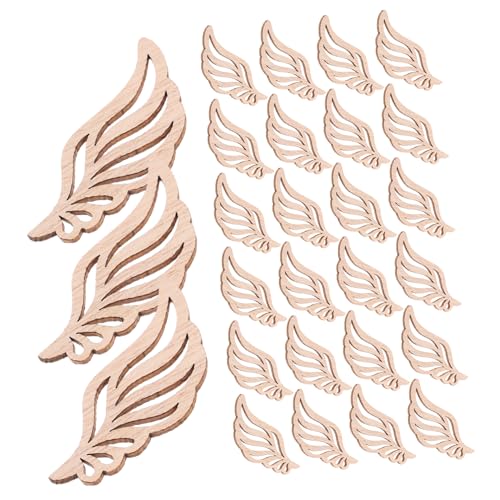 BELLIFFY 50 Stück Unlackierte Engelsflügel Holzstücke Naturholz Bastelmaterial Stabil Für DIY Projekte Weihnachtsdeko Hochzeit Scrapbooking Kreative Handwerkskunst von BELLIFFY