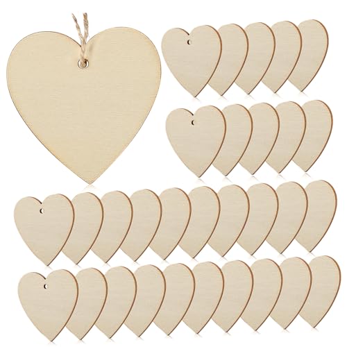 BELLIFFY 50Stücke Holzherzen Unlackierte Holzausschnitte für Bastelprojekte Herzformen mit Seilen für DIY Dekorationen und Geschenkanhänger BELLIFFY 50Stücke Holzherzen Unlackierte Holzausschnitte für Bastelprojekte Herzformen mit Seilen für DIY Dekorationen und Geschenkanhänger von BELLIFFY
