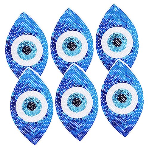 BELLIFFY 6 Stück Bestickte Perlen Und Augenstücke Zum Aufnähen Für Jacken, Aufnäher Zum Aufbügeln Für Kleidungsdesign, Stickpatch, Ausgefallener Augenpatch, Nähpatch, Trendiger von BELLIFFY