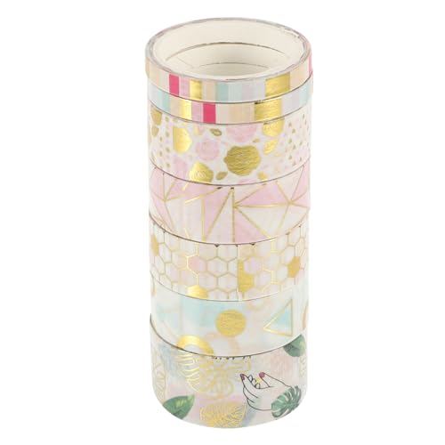 BELLIFFY 7 Rollen Washi Tape Geometrisches Goldfolie Dekoratives Klebeband Scrapbook Journal DIY Basteln Geschenkverpackung Sticker von BELLIFFY
