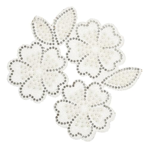 BELLIFFY Blumenförmiger Strass Bügelbild Patch Weißer Blumendekor Aufbügler DIY Kleidung Reparatur Applikation Für Jacken Schuhe Hüte Taschen von BELLIFFY