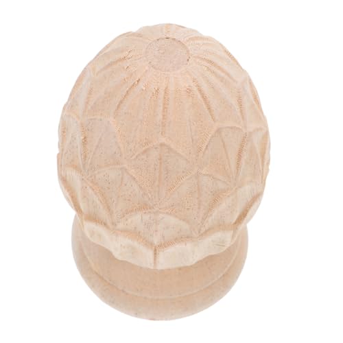BELLIFFY Holz Geschnitzter Finial Ananas Design Europäischer Stil Dekorative Treppenpfosten Abdeckung Unvollendeter Holzpfosten Kappenaufsatz für Treppen und Geländer von BELLIFFY