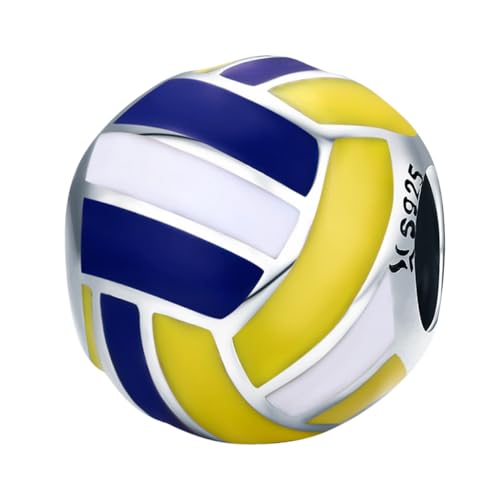 BELLIFFY S925 Sterling Silber Perlen Silber Charms Für Schmuck Machen Volleyball Form Lose Perlen BELLIFFY S925 Sterling Silber Perlen Silber Charms Für Schmuck Machen Volleyball Form Lose Perlen von BELLIFFY