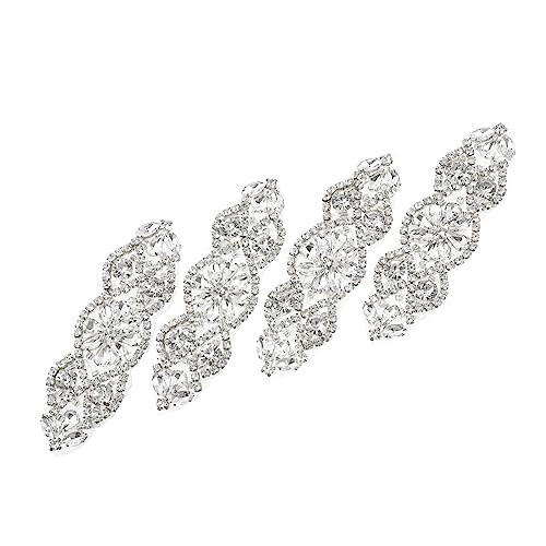 BELLIFFY Strass-Applikationen für Gürtel 4 Stück Strass-Applikationen für Brautkleid-Gürtel Aufnäher von BELLIFFY