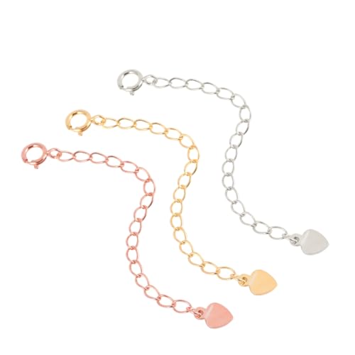 BELLIFFY Teiliges Sterlingsilber Herzform in Gold Silber Roségold Schmuckzubehör für Halskette Armband Fußkettchen Erweiterbar Geeignet für Schmuckherstellung und Damenschmuck von BELLIFFY