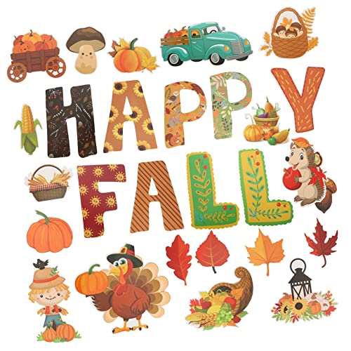 BELLIFFY Thanksgiving Herbst Pinnwand Dekoration Papier Ausschnitte mit Farbenfrohen Langlebigen Papierfiguren für Vorschulklassenraum Party und Bastelgestaltung von BELLIFFY