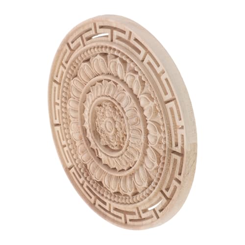 BELLIFFY Unlackierte Runde Holzschnitzerei Mandala Blume Applique Handgefertigte Holzdekoration für Möbel Vielseitig für Wände Schränke Betten zum Bemalen und Individuellem Gestalten von BELLIFFY