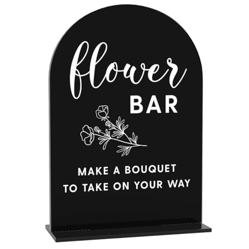 Acryl-Hochzeitsschilder, Blumen-Bar-Schilder für den Hochzeitsempfang, Blumen-Bar-Schreibtisch-Dekor, modernes gewölbtes rundes Oberteil, Acryl-Tischplatte mit Halter für Hochzeitsempfang, Party Acryl-Hochzeitsschilder, Blumen-Bar-Schilder für den Hochzeitsempfang, Blumen-Bar-Schreibtisch-Dekor, modernes gewölbtes rundes Oberteil, Acryl-Tischplatte mit Halter für Hochzeitsempfang, Party von BELLOWDEER