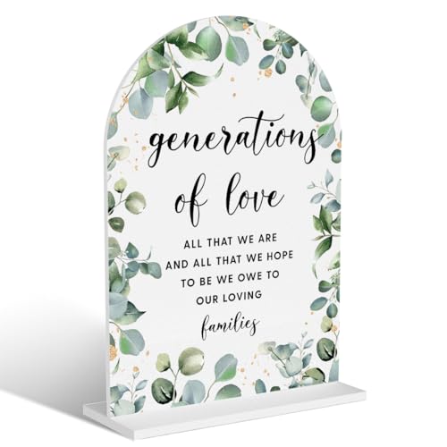 Acryl-Hochzeitsschilder, Brautparty-Dekorationen, modern, gewölbt, runde Spitze, Acryl-Tischplatte, Schild mit Halter für Hochzeitsempfang, Party, Abendessen – Generationen der Liebe (weiße Acryl-Hochzeitsschilder, Brautparty-Dekorationen, modern, gewölbt, runde Spitze, Acryl-Tischplatte, Schild mit Halter für Hochzeitsempfang, Party, Abendessen – Generationen der Liebe (weiße von BELLOWDEER