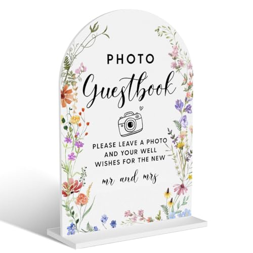 Acryl-Hochzeitsschilder, Foto-Gästebuch-Schilder für Hochzeitsempfang, Brautparty-Dekorationen, modern, gewölbt, runde Spitze, Acryl-Tischplatte, Schild mit Halter für Hochzeit, Party, Abendessen Acryl-Hochzeitsschilder, Foto-Gästebuch-Schilder für Hochzeitsempfang, Brautparty-Dekorationen, modern, gewölbt, runde Spitze, Acryl-Tischplatte, Schild mit Halter für Hochzeit, Party, Abendessen von BELLOWDEER