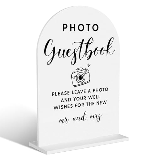Acryl-Hochzeitsschilder, Foto-Gästebuch-Schilder für Hochzeitsempfang, Brautparty-Dekorationen, modern, gewölbt, runde Spitze, Acryl-Tischplatte, Schild mit Halter für Hochzeit, Party, Abendessen Acryl-Hochzeitsschilder, Foto-Gästebuch-Schilder für Hochzeitsempfang, Brautparty-Dekorationen, modern, gewölbt, runde Spitze, Acryl-Tischplatte, Schild mit Halter für Hochzeit, Party, Abendessen von BELLOWDEER