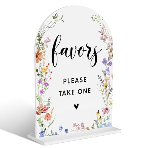 Acryl-Hochzeitsschilder, Gastgeschenke "Please Take One" Schilder für den Hochzeitsempfang, Brautparty-Dekorationen, modern, gewölbt, runde Spitze, Acryl-Tischplatte mit Halter für Hochzeitsfeier von BELLOWDEER