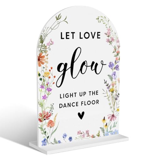 Acryl-Hochzeitsschilder, Let Love Glow Schilder für Hochzeitsempfang, Brautparty-Dekorationen, modern, gewölbt, runde Spitze, Acryl-Tischplatte, Schild mit Halter für Hochzeit, Party, Abendessen Acryl-Hochzeitsschilder, Let Love Glow Schilder für Hochzeitsempfang, Brautparty-Dekorationen, modern, gewölbt, runde Spitze, Acryl-Tischplatte, Schild mit Halter für Hochzeit, Party, Abendessen von BELLOWDEER