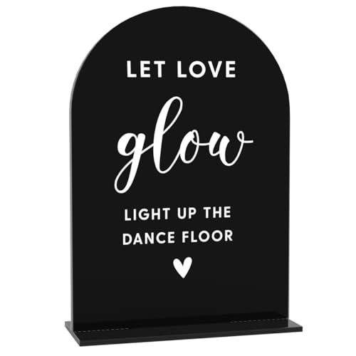 Acryl-Hochzeitsschilder, Let Love Glow Schilder für Hochzeitsempfang, Brautparty-Dekorationen, modern, gewölbt, runde Spitze, Acryl-Tischplatte, Schild mit Halter für Hochzeit, Party, Abendessen Acryl-Hochzeitsschilder, Let Love Glow Schilder für Hochzeitsempfang, Brautparty-Dekorationen, modern, gewölbt, runde Spitze, Acryl-Tischplatte, Schild mit Halter für Hochzeit, Party, Abendessen von BELLOWDEER
