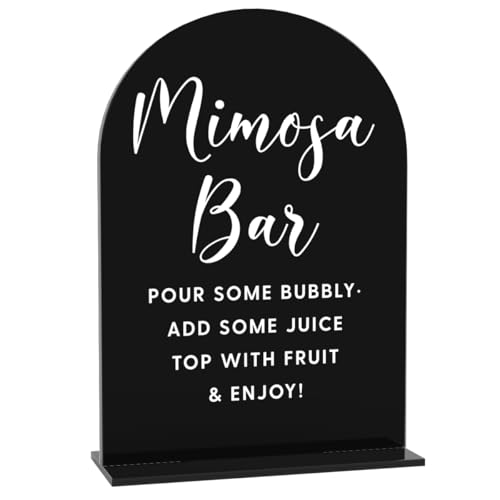 Acryl-Hochzeitsschilder, Mimosen-Barschilder für Hochzeitsempfang, Brautparty-Dekorationen, modern, gewölbt, runde Spitze, Acryl-Tischplatte, Schild mit Halter für Hochzeit, Party, Abendessen (schwarz Acryl-Hochzeitsschilder, Mimosen-Barschilder für Hochzeitsempfang, Brautparty-Dekorationen, modern, gewölbt, runde Spitze, Acryl-Tischplatte, Schild mit Halter für Hochzeit, Party, Abendessen (schwarz von BELLOWDEER