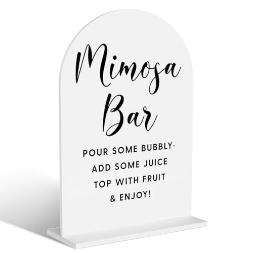 Acryl-Hochzeitsschilder, Mimosen-Barschilder für Hochzeitsempfang, Brautparty-Dekorationen, modern, gewölbt, runde Spitze, Acryl-Tischplatte, Schild mit Halter für Hochzeit, Party, Abendessen (weiß) Acryl-Hochzeitsschilder, Mimosen-Barschilder für Hochzeitsempfang, Brautparty-Dekorationen, modern, gewölbt, runde Spitze, Acryl-Tischplatte, Schild mit Halter für Hochzeit, Party, Abendessen (weiß) von BELLOWDEER