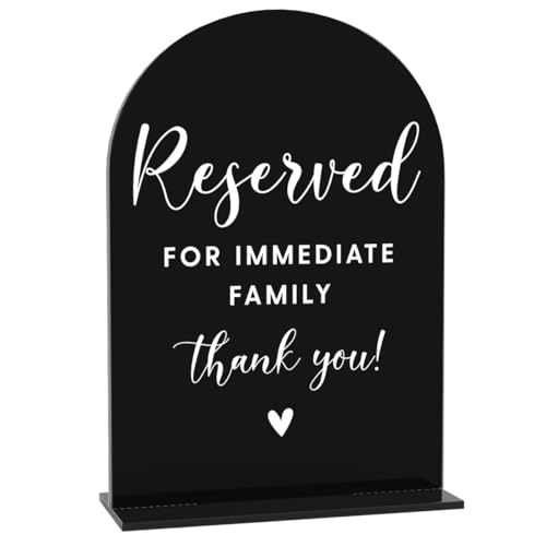 Acryl-Hochzeitsschilder, Reserviert für sofortige Familie, Schilder für den Hochzeitsempfang, Brautparty-Dekorationen, modern, gewölbt, runde Spitze, Acryl-Tischplatte, Schild mit Halter für Acryl-Hochzeitsschilder, Reserviert für sofortige Familie, Schilder für den Hochzeitsempfang, Brautparty-Dekorationen, modern, gewölbt, runde Spitze, Acryl-Tischplatte, Schild mit Halter für von BELLOWDEER