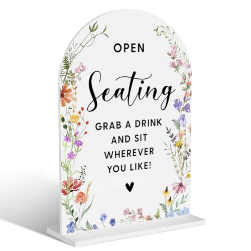 Acryl-Hochzeitsschilder, offene Sitzschilder für Hochzeitsempfang, Brautparty-Dekorationen, modern, gewölbt, runde Oberseite, Acryl-Tischplatte mit Halter für Hochzeit, Party, Abendessen (weiße Acryl-Hochzeitsschilder, offene Sitzschilder für Hochzeitsempfang, Brautparty-Dekorationen, modern, gewölbt, runde Oberseite, Acryl-Tischplatte mit Halter für Hochzeit, Party, Abendessen (weiße von BELLOWDEER