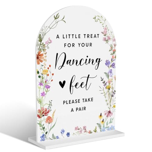 Acryl-Hochzeitsschilder, tanzende Füße, Schilder für Hochzeitsempfang, Brautparty-Dekorationen, modern, gewölbt, runde Spitze, Acryl-Tischplatte mit Halter für Hochzeit, Party, Abendessen (weiße Acryl-Hochzeitsschilder, tanzende Füße, Schilder für Hochzeitsempfang, Brautparty-Dekorationen, modern, gewölbt, runde Spitze, Acryl-Tischplatte mit Halter für Hochzeit, Party, Abendessen (weiße von BELLOWDEER