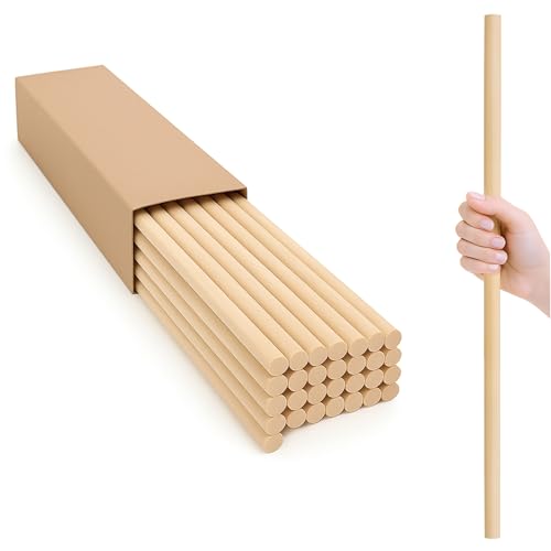 30 Stück Dübelstangen Holzstäbe (Birch Stick) 1/2 x 24 Zoll Holzstab unlackiertes Holz zum Basteln von BELMAKS