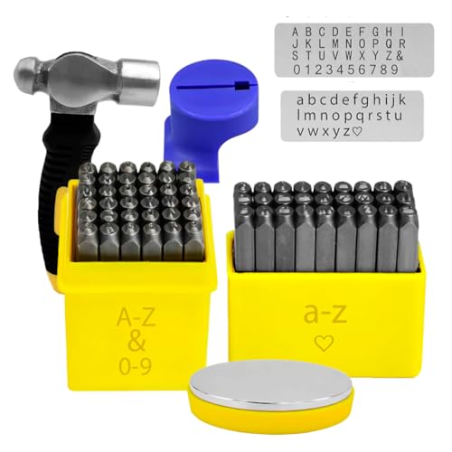 BELMAKS Metall-Stempel-Set, Buchstabenstempel-Set, Metallstempel für Schmuckherstellung, Leder, Stahl, Zahlen- und Buchstabenstempel-Set, Handpresse, 64-teilig BELMAKS Metall-Stempel-Set, Buchstabenstempel-Set, Metallstempel für Schmuckherstellung, Leder, Stahl, Zahlen- und Buchstabenstempel-Set, Handpresse, 64-teilig von BELMAKS