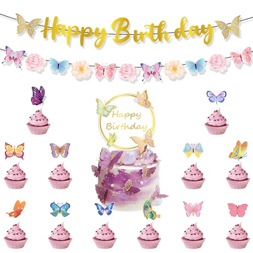 Kuchenaufsatz-Set, Schmetterlingsbanner, Urlaub, bunt, Partyzubehör, Schmetterlingskuchendekorationen für Festival-Kuchen Kuchenaufsatz-Set, Schmetterlingsbanner, Urlaub, bunt, Partyzubehör, Schmetterlingskuchendekorationen für Festival-Kuchen von BELOWSYALER