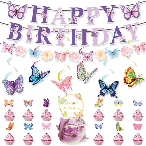 Kuchenaufsatz-Set, Schmetterlingsbanner, Urlaub, bunt, Partyzubehör, Schmetterlingskuchendekorationen für Festival-Kuchen Kuchenaufsatz-Set, Schmetterlingsbanner, Urlaub, bunt, Partyzubehör, Schmetterlingskuchendekorationen für Festival-Kuchen von BELOWSYALER