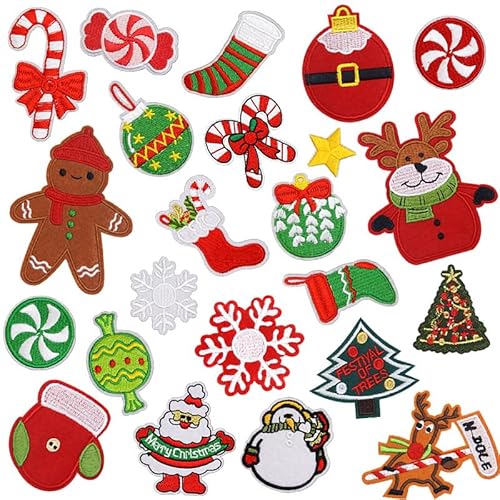 23Pcs Christmas Embroidered Patches for Clothes Cute Christmas Cartoon Sew on or Iron on Patches Xmas Santa Claus Elch Snowflake Gingerbread Man Design DIY Craft Applique Patches Clothing Repair Decor 23Pcs Christmas Embroidered Patches for Clothes Cute Christmas Cartoon Sew on or Iron on Patches Xmas Santa Claus Elch Snowflake Gingerbread Man Design DIY Craft Applique Patches Clothing Repair Decor von BELSITA