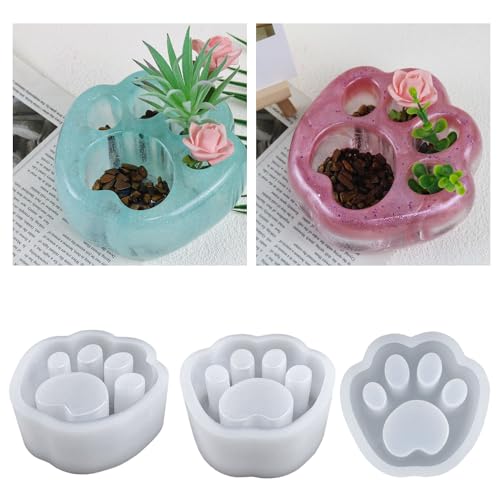 BEMINH Silikonform mit Katzenpfoten-Vase, Blumentopf-Form, Epoxidharz, Gießform für die Herstellung von Blumen, Schmuck, Aufbewahrung, Halter, Heimbüro-Dekoration von BEMINH