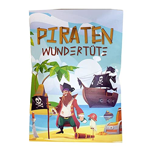 BEMIRO 4X Piraten Wundertüte gefüllt | Kindergeburtstag Überraschung mit Piraten Spielzeug | Geburtstag Mitgebsel für Kinder | Piraten Überraschungstüte mit 3-5 Artikeln von BEMIRO