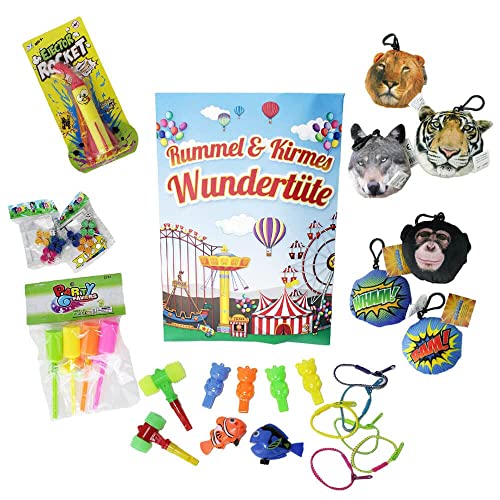 BEMIRO 4X Rummel & Kirmes Wundertüte gefüllt | Kinder Überraschungstüte mit 3-5 Kirmes Spielzeug Artikel | Kindergeburtstag Mitgebsel Schausteller | Rummelfeeling für zuhause BEMIRO 4X Rummel & Kirmes Wundertüte gefüllt | Kinder Überraschungstüte mit 3-5 Kirmes Spielzeug Artikel | Kindergeburtstag Mitgebsel Schausteller | Rummelfeeling für zuhause von BEMIRO