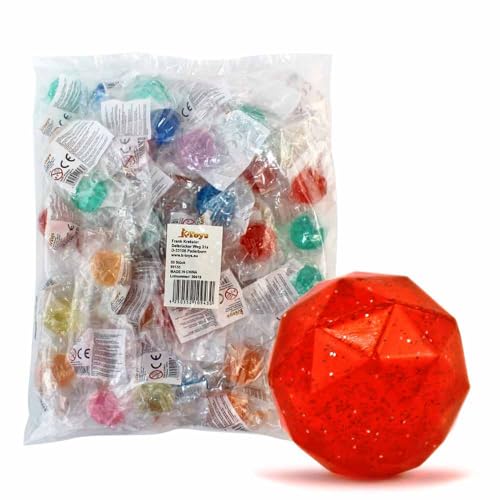 BEMIRO Diamant Flummis, 50 Stück, 29 mm, Glitzernde Springbälle, Bunte Farben, Mitgebsel für Kinder ab 3 Jahren von BEMIRO
