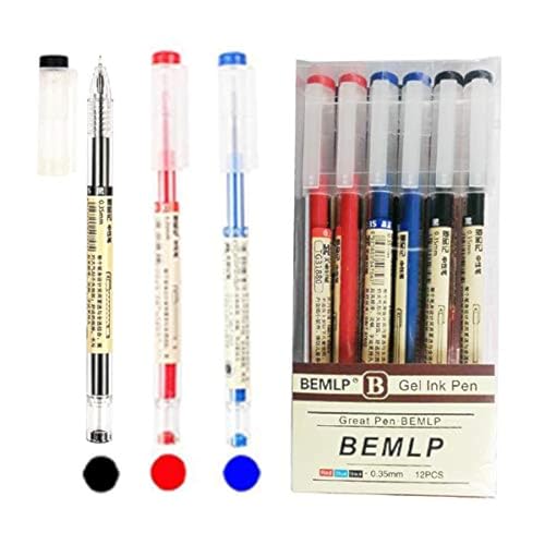 Gel-Tintenroller, extra feine Spitze, Kugelschreiber, flüssige Tinte, Tintenroller, 0,35 mm, hochwertig, schnelltrocknend, für japanisches Büro,Schule,Schreibwaren,12 Packungen(4schwarz,4blau,4rot) Gel-Tintenroller, extra feine Spitze, Kugelschreiber, flüssige Tinte, Tintenroller, 0,35 mm, hochwertig, schnelltrocknend, für japanisches Büro,Schule,Schreibwaren,12 Packungen(4schwarz,4blau,4rot) von BEMLP