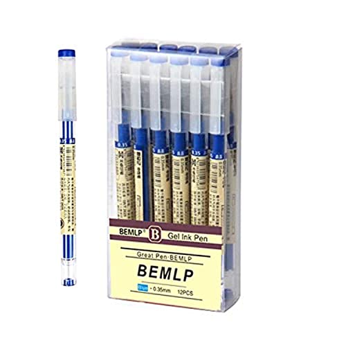 Gel-Tintenschreiber, extra feine Spitze, Kugelschreiber, 0,35 mm, blau, Premium-Flüssigkeitstinte, Tintenroller, schnelltrocknend, für japanisches Büro, Schule, Schreibwaren, 12 Packungen von BEMLP