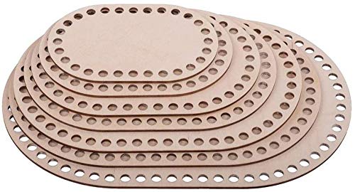 BENALI Creative Naturholzkorbboden, Oval Korbböden Set x 7 Stck, Holzbasis Für DIY, Korbböden zum Häkeln, Holzbasen für Häkelkorb 15cm-30cm (Set (15cm-30cm)) von BENALI