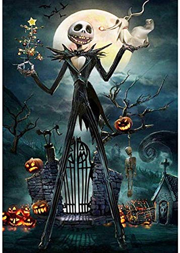 BENBO 5D-Diamant-Malerei-Set, Motiv: Jack Halloween Totenkopf, 39 x 30 cm, DIY-Diamant-Malerei nach Zahlen, Kreuzstich, Strass-Stickerei, Bild, Kunsthandwerk für Heimdekoration BENBO 5D-Diamant-Malerei-Set, Motiv: Jack Halloween Totenkopf, 39 x 30 cm, DIY-Diamant-Malerei nach Zahlen, Kreuzstich, Strass-Stickerei, Bild, Kunsthandwerk für Heimdekoration von BENBO