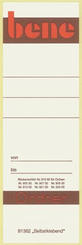 Bene 91362 Rückenschilder selbstklebend, 55 x 153 mm, Inhalt 10 stück, weiß Bene 91362 Rückenschilder selbstklebend, 55 x 153 mm, Inhalt 10 stück, weiß von BENE