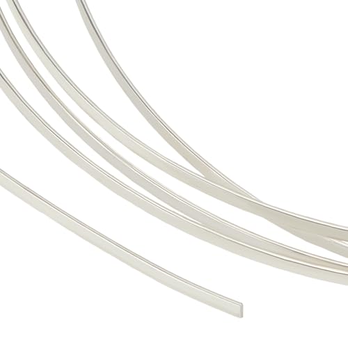 BENECREAT 0.5m/1.64 Feet 999 Sterling Silver Wire, 1.2mm/16 Gauge Dead Soft Flat Beading Wire Craft Flat Wire für Schmuckherstellung von BENECREAT