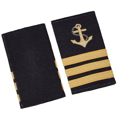 BENECREAT 1 Paar 5x9cm Große Epauletten Für Kapitäne Der Marine Mit Goldenem Anker Und Drei Balken Schulterstücke Aus Stoff Für Halloween Weihnachten Cosplay Bühnenauftritte Uniformzubehör BENECREAT 1 Paar 5x9cm Große Epauletten Für Kapitäne Der Marine Mit Goldenem Anker Und Drei Balken Schulterstücke Aus Stoff Für Halloween Weihnachten Cosplay Bühnenauftritte Uniformzubehör von BENECREAT