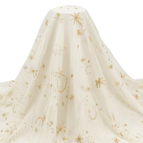 BENECREAT 1 Yard/90cm Glitzer-Tüllstoff, 159cm Sterne Mond Spitzenstoff Polyester Bestickte Netzspitze Zubehör Für Hochzeitsschleier, Formelle Kleidung, Vorhang Wohnkultur, Aprikose BENECREAT 1 Yard/90cm Glitzer-Tüllstoff, 159cm Sterne Mond Spitzenstoff Polyester Bestickte Netzspitze Zubehör Für Hochzeitsschleier, Formelle Kleidung, Vorhang Wohnkultur, Aprikose von BENECREAT