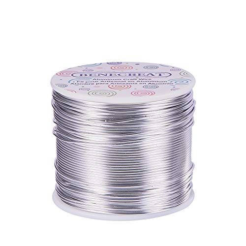 BENECREAT 1.2mm Aluminiumdraht 116m Lang(380 Füße) Eloxiert Schmuck Handwerk machen Friesen Floral farbigen Aluminium Craft Draht - Silber von BENECREAT