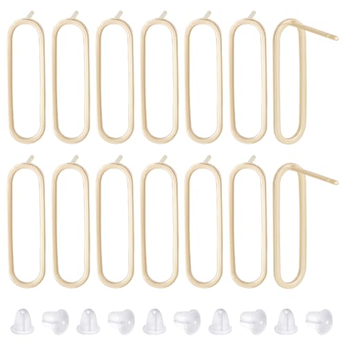 BENECREAT 10 Stk 18K Vergoldete Messing-Ohrstecker, 20mm Ovaler Ohrstecker Mit 925 Stiften Aus Sterlingsilber Und 50 Ohrmuttern Aus Kunststoff, Geometrische Ohrringe Für Schmuckherstellung von BENECREAT
