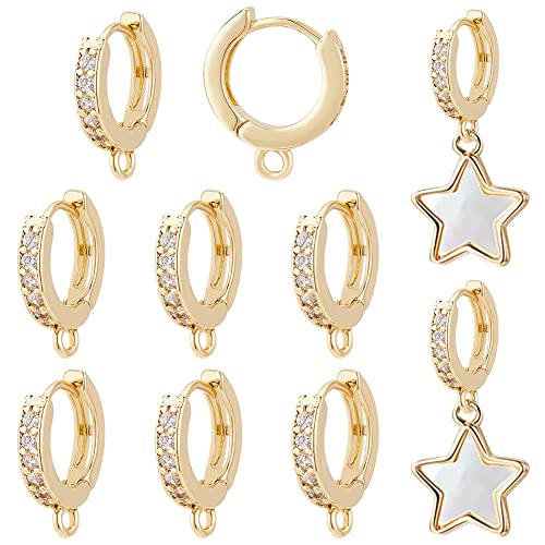 BENECREAT 10 Stück 18 Karat echt vergoldete Zirkonia-Creolen, Rundschliff-Creolen-Ohrstecker für Schmuck-Ohrringherstellung, Loch: 1,5 mm BENECREAT 10 Stück 18 Karat echt vergoldete Zirkonia-Creolen, Rundschliff-Creolen-Ohrstecker für Schmuck-Ohrringherstellung, Loch: 1,5 mm von BENECREAT