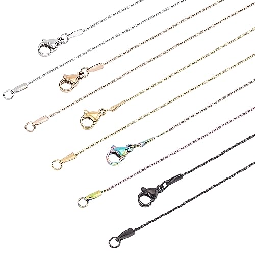 BENECREAT 10 Stück 5-Farbige Schlangenkette Aus Edelstahl, 0.8x0.4 mm Halskettenketten, 45 cm Dünne, Flache Schlangenkette Mit Karabinerverschlüssen Für Die DIY-Schmuckherstellung von BENECREAT